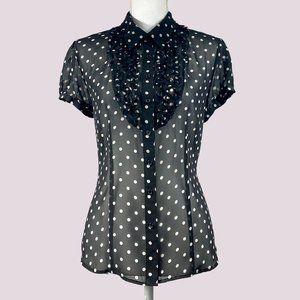 Style & Co Petite Sheer Polka Dot Blouse